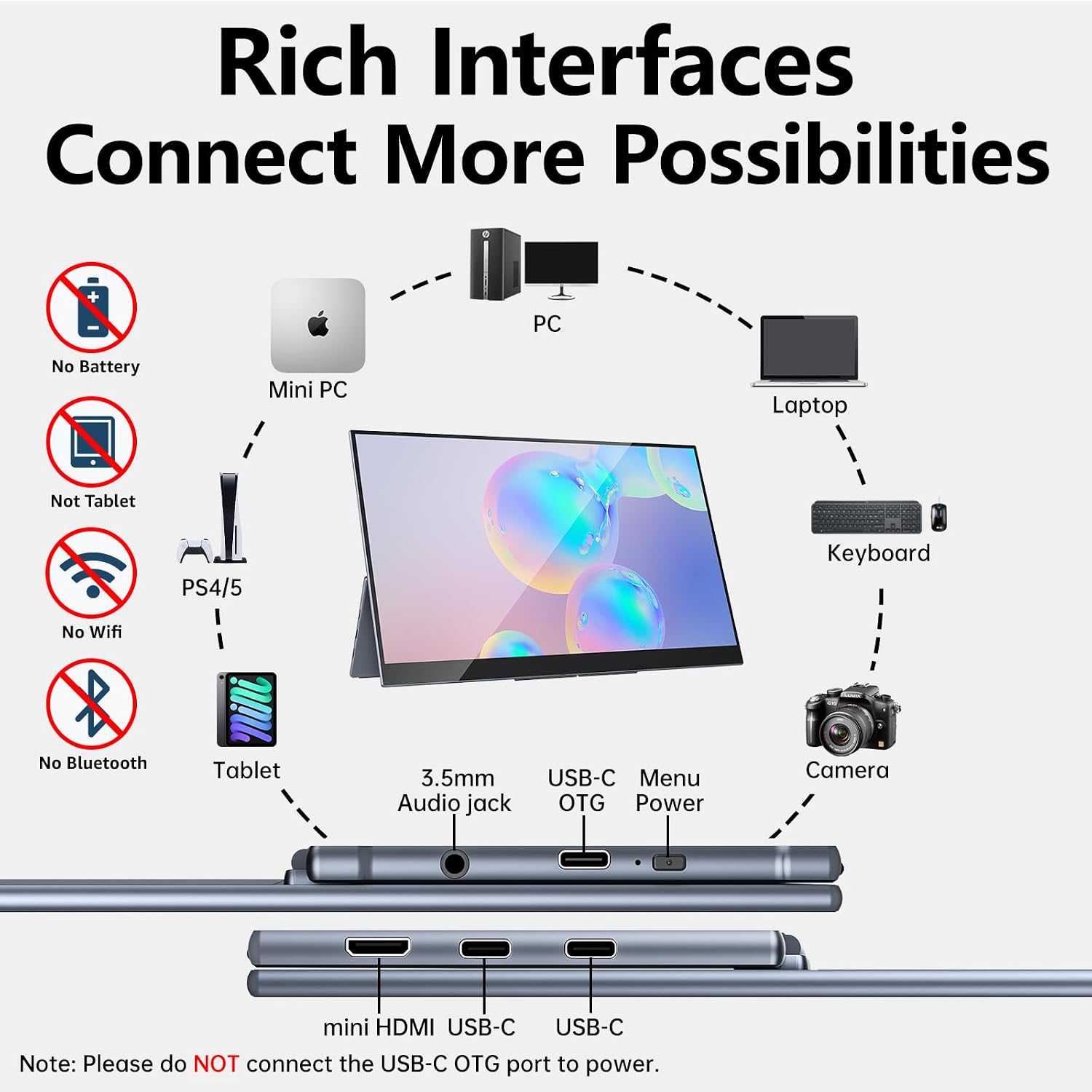 Upperizon Portable Monitor 15.6 inch 4K UHD 3840X2160 100000:1 100% DCI-P3 60Hz OLED Touchscreen HDR HDMI USB-C Travel Monitor for Laptop MacBook PC Surface PS5 Xbox, External Display with Kickstand