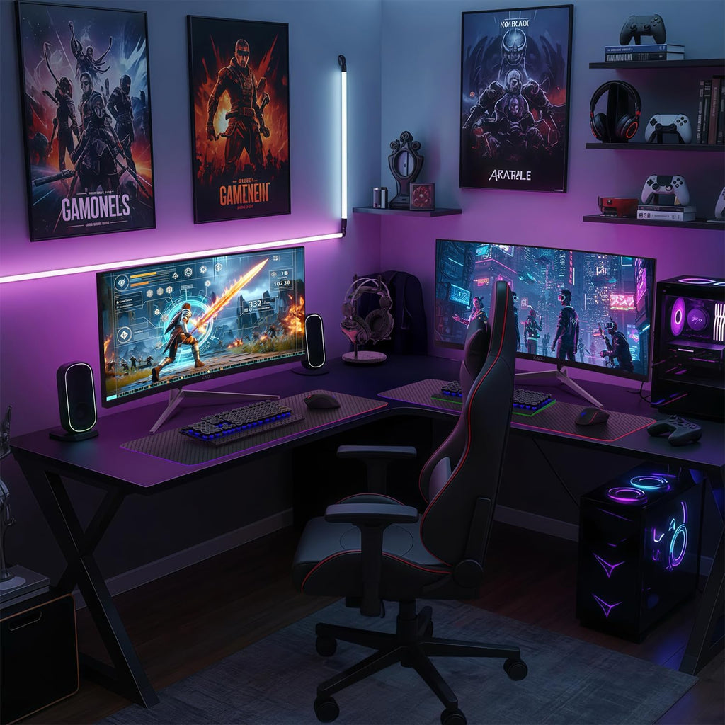 Kado Dual Gaming Monitor Setup - 2-Pack 30' Curved 1800R 21:9 Ultrawide 2560x1080 200Hz 1ms Computer Monitor, Stacked Gaming Setup AMD FreeSync Premium, VESA Mount HDMI DisplayPort Built-in Speakers