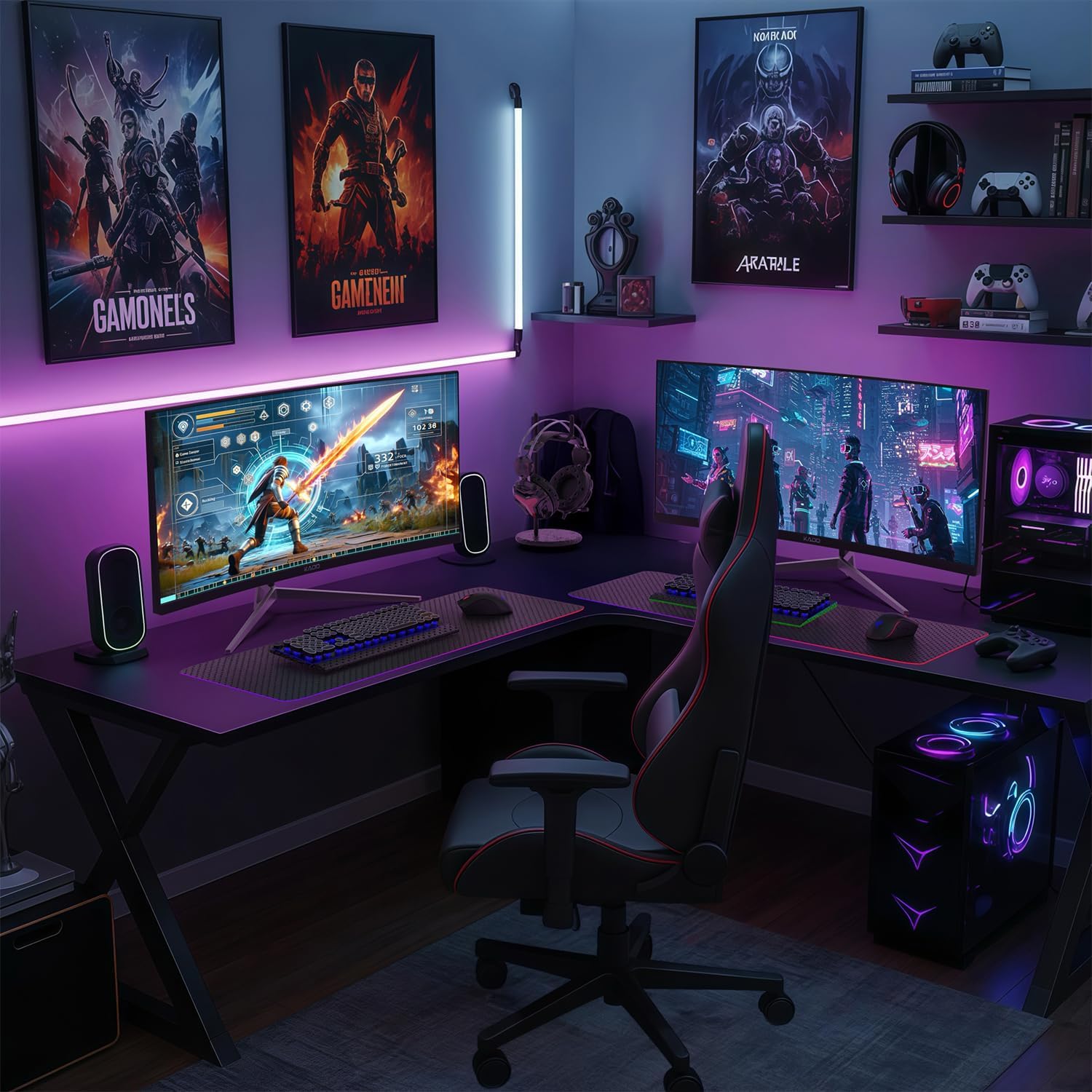 Kado Dual Gaming Monitor Setup - 2-Pack 30' Curved 1800R 200Hz 1ms Ultrawide 21:9 2560x1080 Computer Monitor, Stacked Gaming AMD FreeSync Premium, VESA Mount HDMI DisplayPort Built-in Speakers