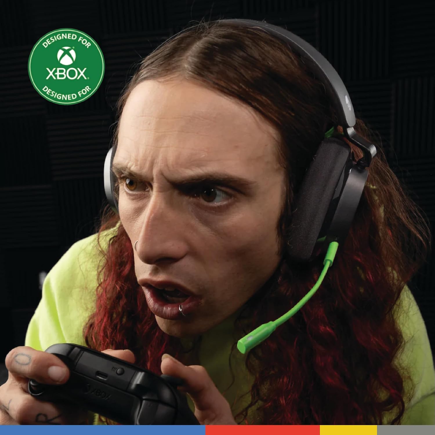 Skullcandy SLYR Pro Wireless Multi-Platform Gaming Headset, Bluetooth Headphones, 24 Hrs Battery, PC, Xbox, PlayStation, Nintendo Switch, 2.4GHz Low Latency Wireless Transmitter Included - Black/Green