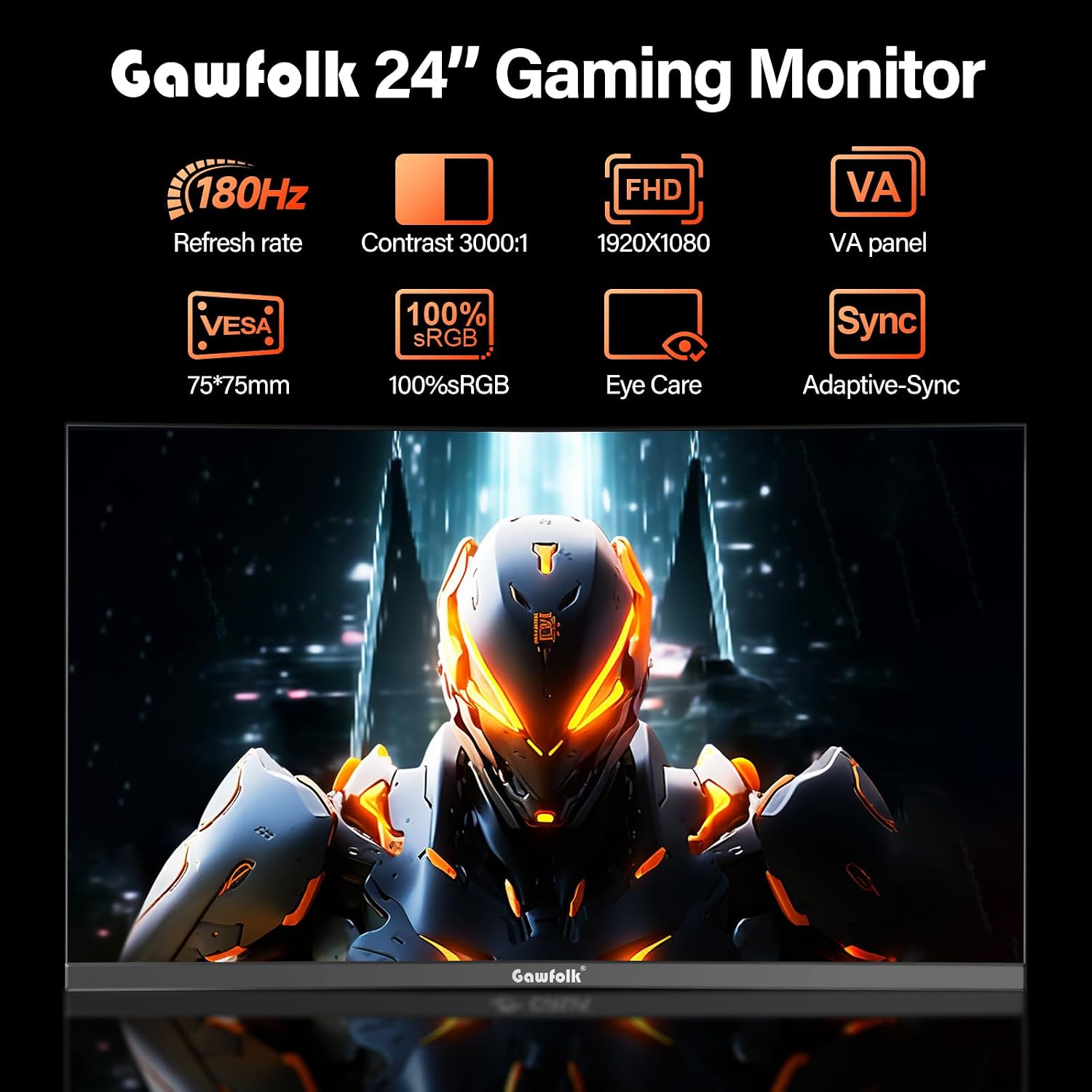 25 Inch Gaming Monitor, 144hz/180hz Computer Monitor FHD 1080P PC Monitors,Frameless Curved Monitors VA,sRGB 100%, DisplayPort, HDMI,Eye Care, Wall Mount Compatible (Black)