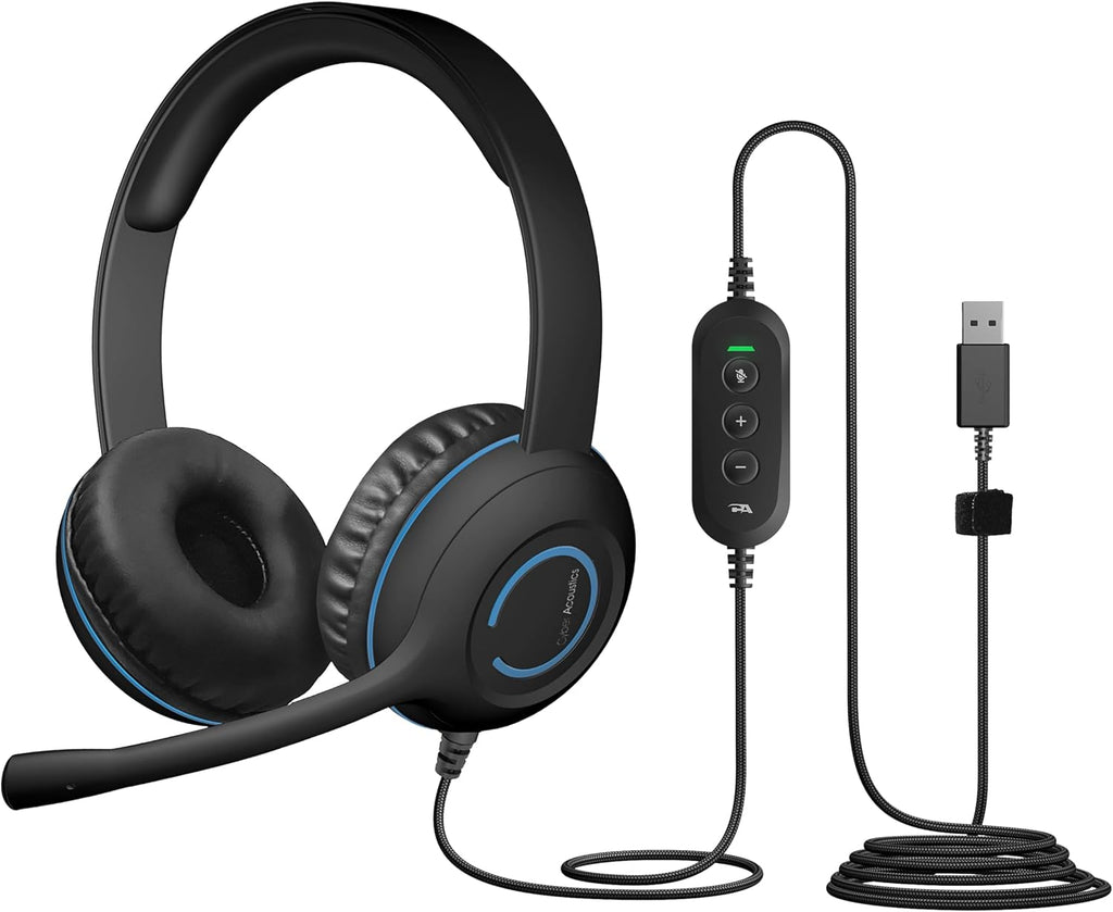 Cyber Acoustics USB Stereo Headset (AC-5008-10) – Durable, Crisp, and Clear Communication in Classrooms and at Home - 10 Pack