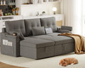 Reversible Sectional Sofa Couch, 85' L-Shaped Sleeper Sofa Bed with Pull Out Bed, Storage Chaise, USB Type-C Ports, Removable Backrest, Cup Holder, Modern Convertible Couch for Living Room, Grey