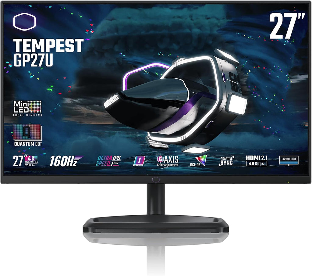 Cooler Master Tempest GP27U 27' 4K IPS 160Hz WUHD 3840 x 2160 PC Monitor, Quantum Dot, MiniLED, HDR1000, 1ms (MPRT)|2ms (GTG), FreeSync|G-Sync, DP1.4 * 1 + HDMI2.0 * 2 + TypeC*1