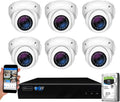 GW Security 8 Channel Smart AI PoE NVR Ultra-HD 4K (3840x2160) Security Camera System with 6 x 4K (8MP) 2160P Face Recognition/Human/Vehicle Detection Waterproof Microphone IP Dome Camera