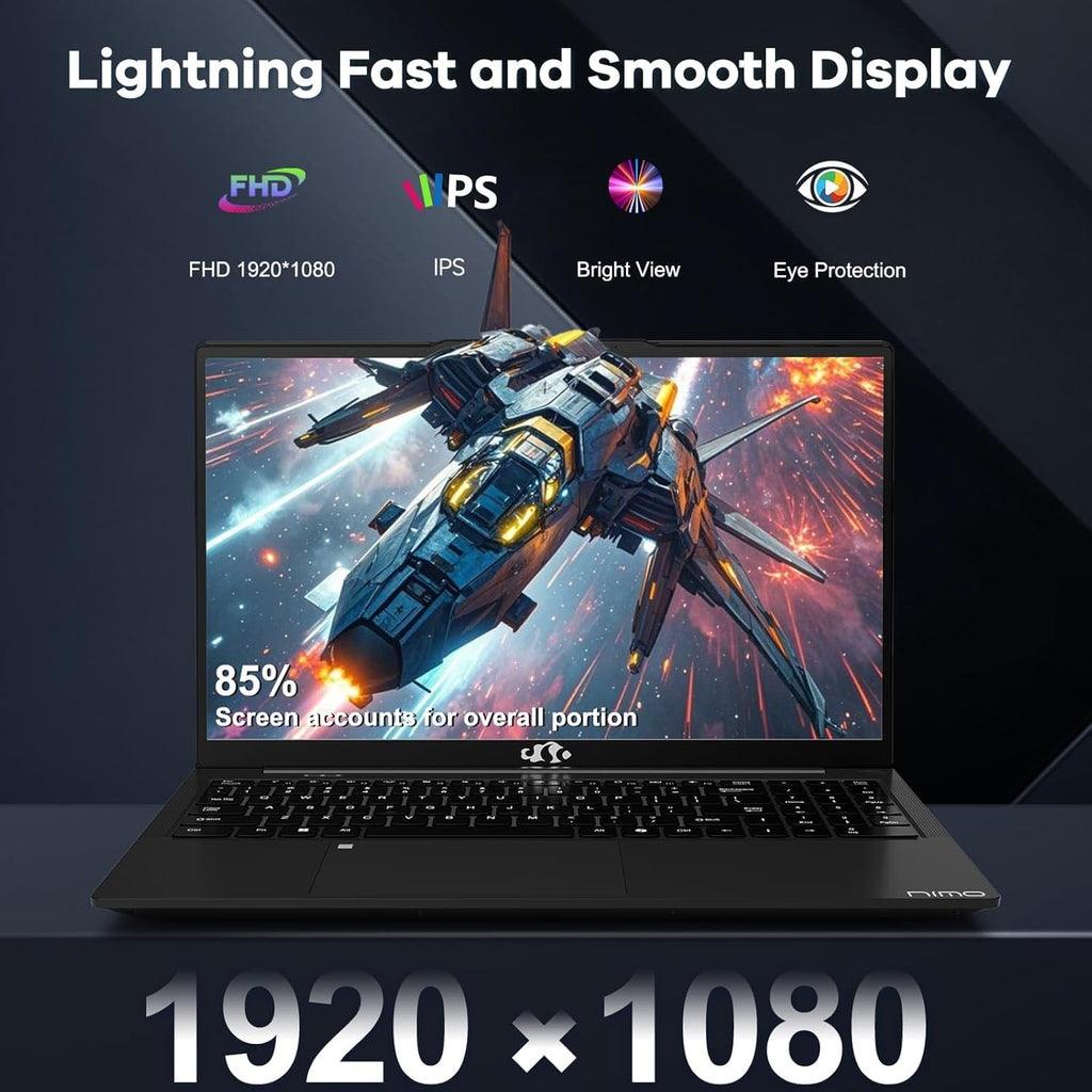 NIMO 15.6' FHD lPS-Business-Laptop, 8 Cores Intel i5-12450H 16GB RAM 256GB SSD (Beat i7-11800H, Up to 4.4 GHz) Computer with 100W GaN Type-C Fingerprint Backlit Keyboard WiFi 6 BT5.2 Win 11