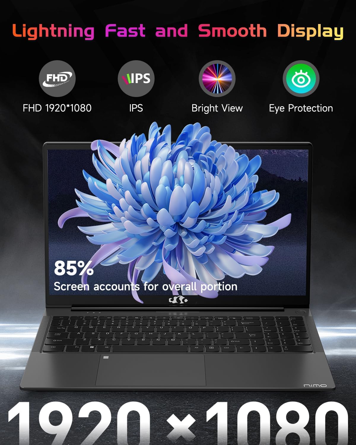 NIMO 15.6' IPS FHD-Laptop-Computer, Intel Pentium Quad Core N100 4GB RAM 128GB SSD (Beat i3-1115G4, Up to 3.4GHz) Backlit Keyboard Fingerprint Type-C WiFi 6 BT5.2, for Student and Home (Renewed)