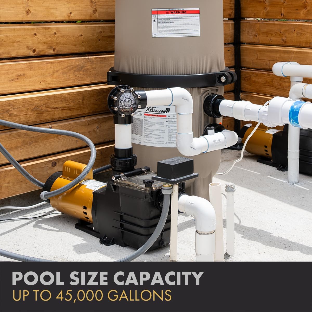 XtremepowerUS 1.5HP Swimming Pool Pump High-Flow Spa for Above In-Ground Pool 2' NPT Variable Speed High Flow, 230V Fitting Adapter Included