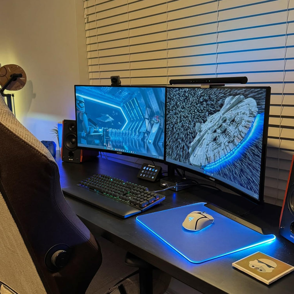 Kado Dual Gaming Monitor Setup - 2-Pack 24.5' 240Hz 1ms Curved 1500R 1920x1080, AMD FreeSync Premium, Panoramic Gaming Multi-View Split Screen Streaming, VESA Mount HDMI DisplayPort Built-in Speakers