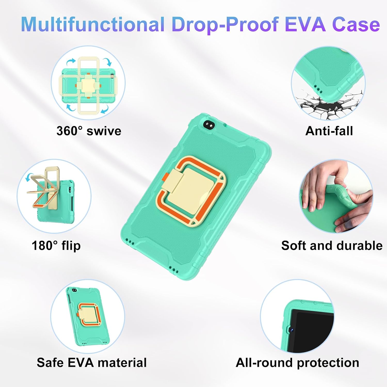2026 Tablet 10 inch Android 15 Tablets 30GB RAM 128GB ROM 1TB Expand, 8000mAh Octa-Core Tablet with Drop-proof Case, Gemini AI, HD IPS Display, GPS, 5G WIFI, Split-screen, Widevine L1 -Metal Green