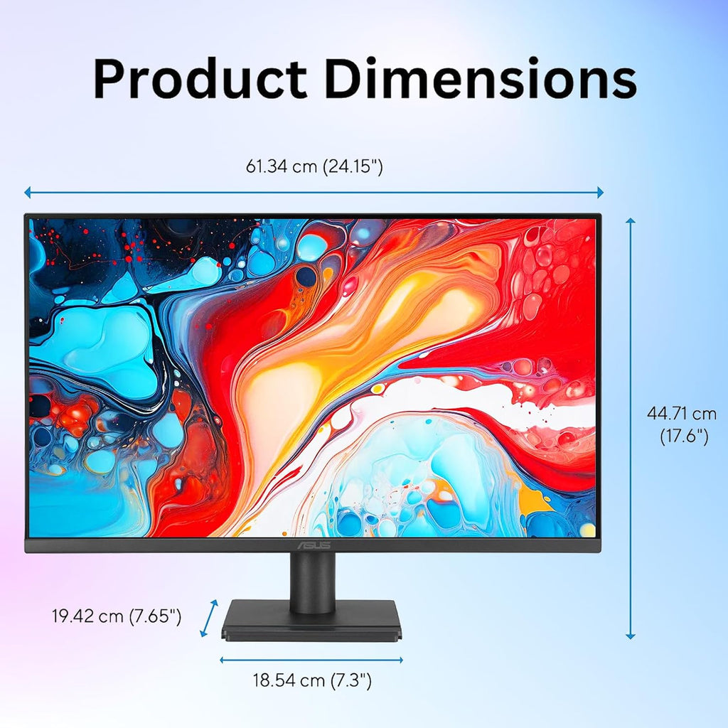 ASUS 27' FHD Monitor, 1080P IPS Display, 120Hz Refresh Rate, 1ms MPRT, Adaptive-Sync, Eye Care Technology, Frameless, HDMI VGA, VESA Mountable for Office and Gaming
