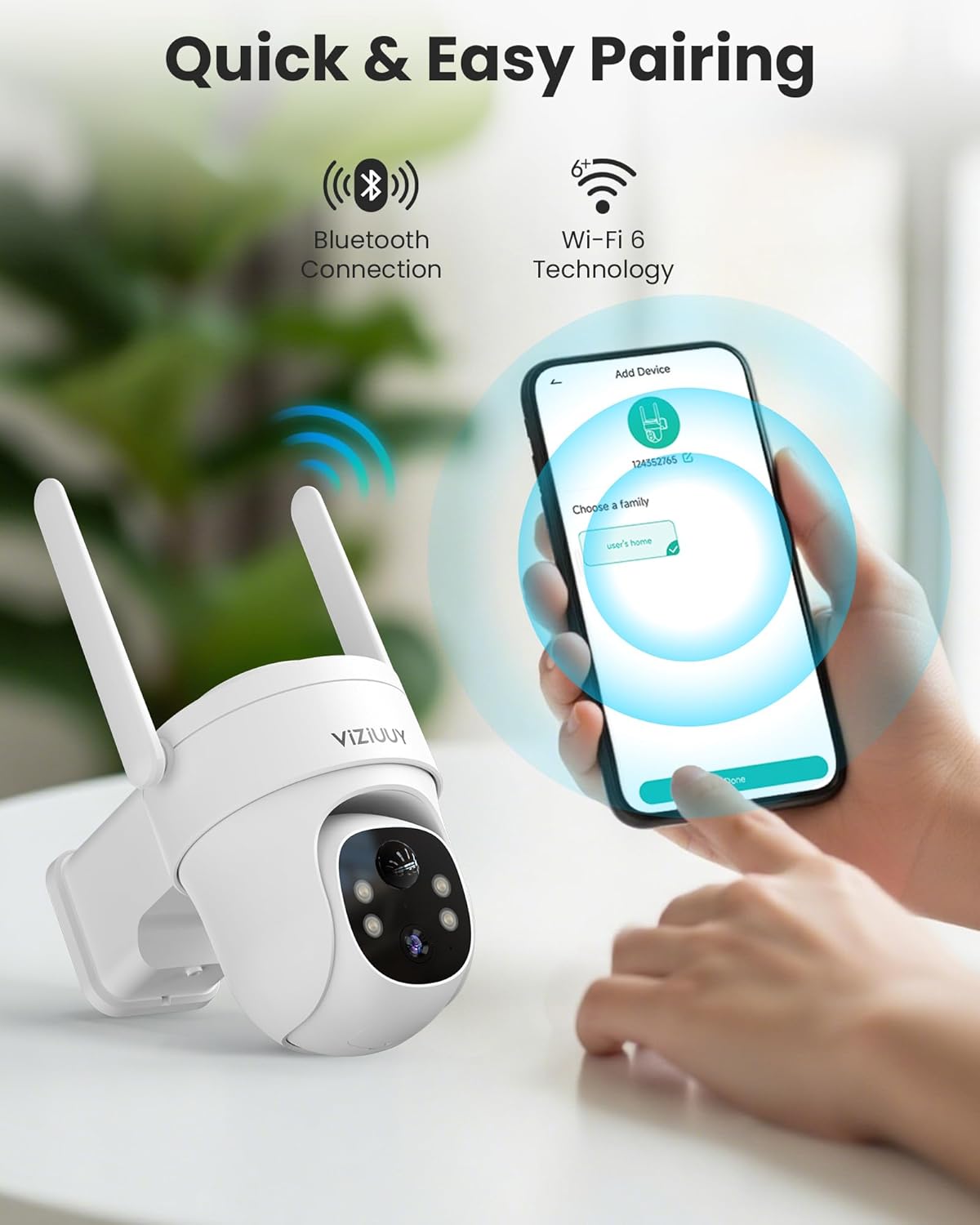 VIZIUUY Solar Security Cameras Wireless Outdoor, 2 Pack 3MP Security Cameras Wireless Outdoor, Pan Tilt 360°WiFi Camera with Color Night Vision/PIR Sensor/2-Way Audio/Alexa/Google Assistant