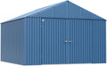 Arrow Shed Elite 12' x 12' Tall Outdoor Steel Storage Shed with High Gable and Lockable Doors Storage Building, Blue Grey