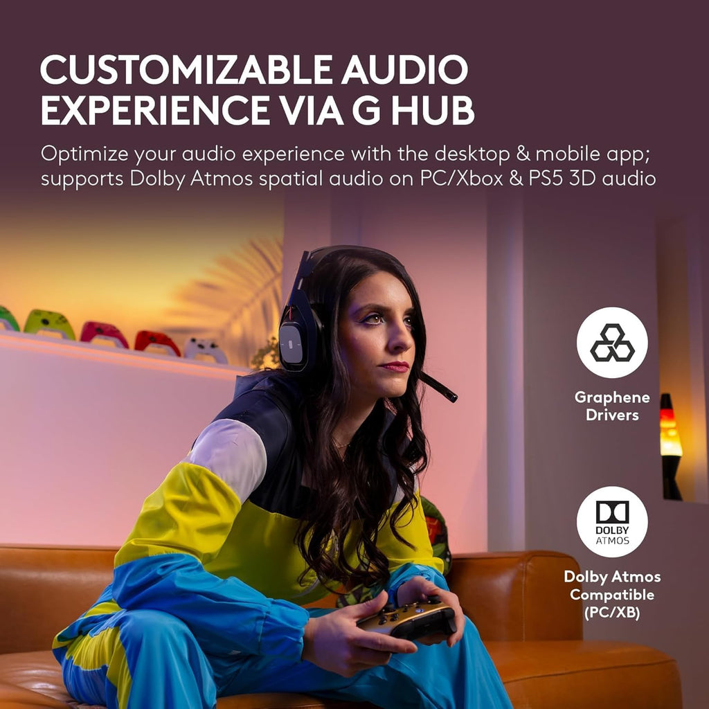 Logitech G Astro A50 Omni-Platform Wireless Gaming Headset + Base Station for PS5, Xbox, PC: PLAYSYNC Audio Switcher, <16 bit/48kHz (Console), <24 bit/48 kHz (PC), 2.4GHz & BT Black (Renewed)