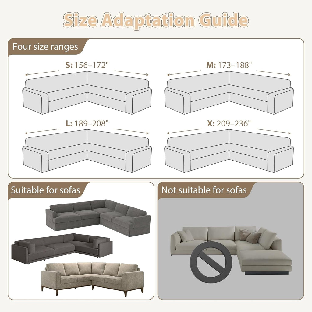 Sectional Couch Covers L Shape Sofa Cover 1-Piece Stretch Corner Couch Covers Non Slip Washable Sofa Slipcovers Soft Fleece Furniture Protector for Dogs Pet (Large, Gray)