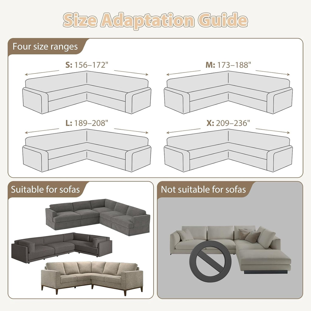 Sectional Couch Covers L Shape Sofa Cover 1-Piece Stretch Corner Couch Covers Non Slip Washable Sofa Slipcovers Soft Fleece Furniture Protector for Dogs Pet (Large, Dark Brown)