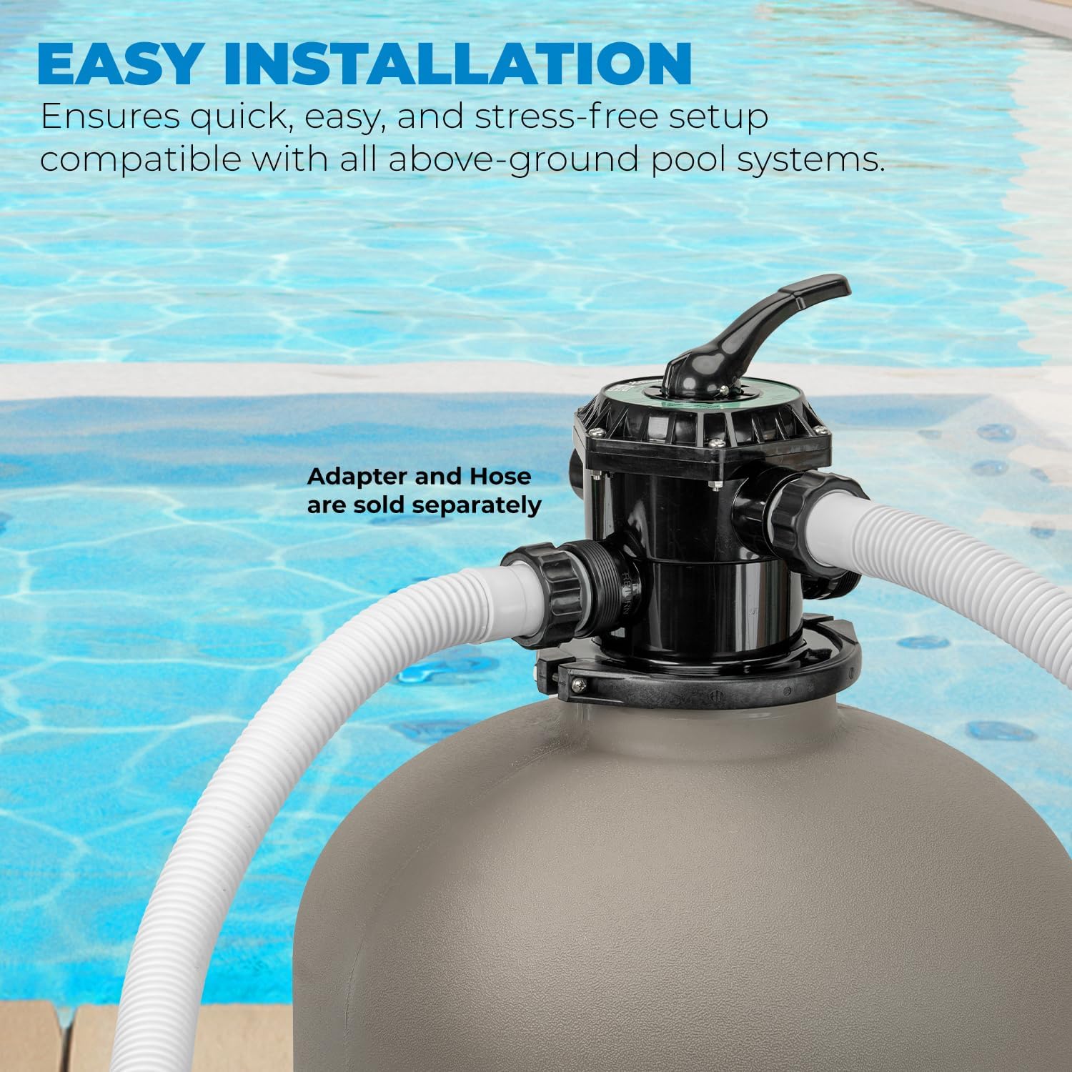 XtremepowerUS 24' Above Inground Swimming Pool Sand Filter System 7-Way Multi-Port Valve Pool Filter up to 29,400 Gallons with Stand