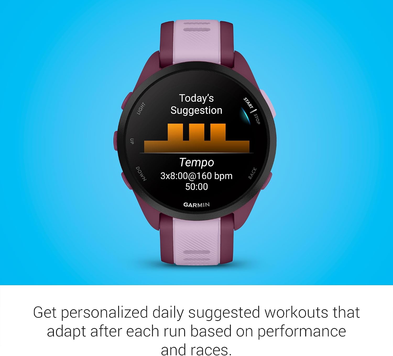 Garmin Forerunner 165 Music GPS Smartwatch, Turquoise | AMOLED Display, Daily Workouts, Music | Signature Series Modern Power Stand Bundle