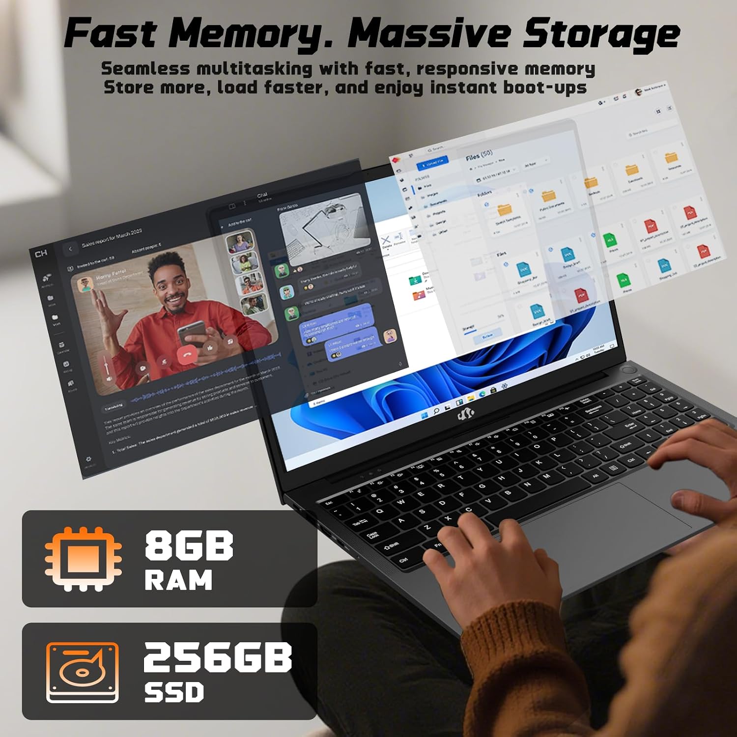 NIMO 17.3' FHD IPS Student-Laptop-Computer - 8GB RAM 256GB SSD Intel Pentium N100(Beat to i3-1115G4, 4 Cores Up to 3.4GHz), 65W Type-C, 2 Years Warranty, Fingerprint, Backlit Keyboard, Wi-Fi 6, BT5.2