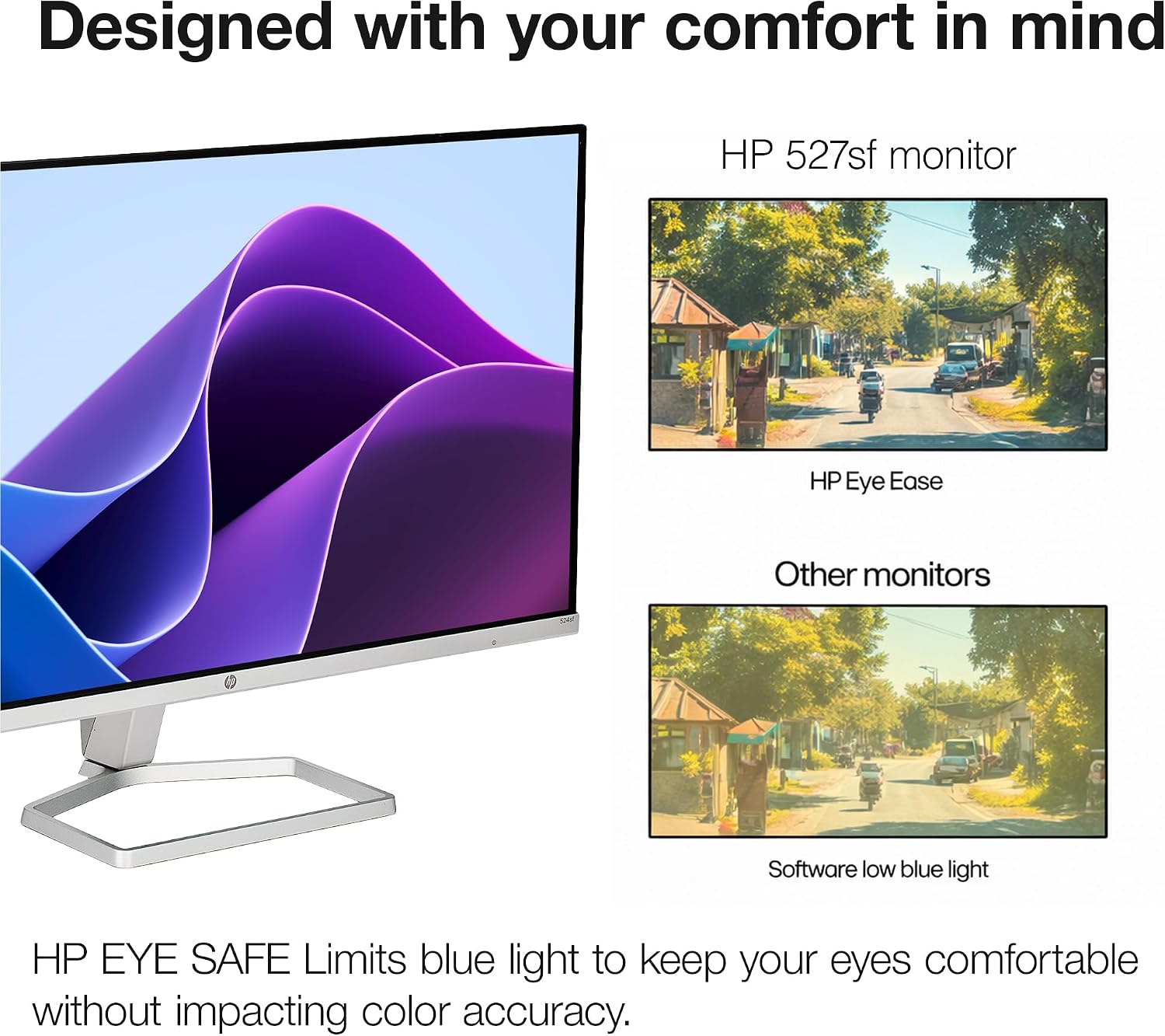 HP Series 5 527SF 27' Full HD (1920×1080) Monitor | IPS Display, 100Hz Refresh Rate, Slim Bezel Design, Eye Comfort Technology & HDMI Connection, Replaces M27F (94F44AA#ABA) + Screen Protector + More
