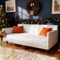VINGLI Daybed Twin Size Corduroy Upholstered Comfy Sleeper Couch Sofa Bed for Living Room, Movie Room, Bedroom, Beige White