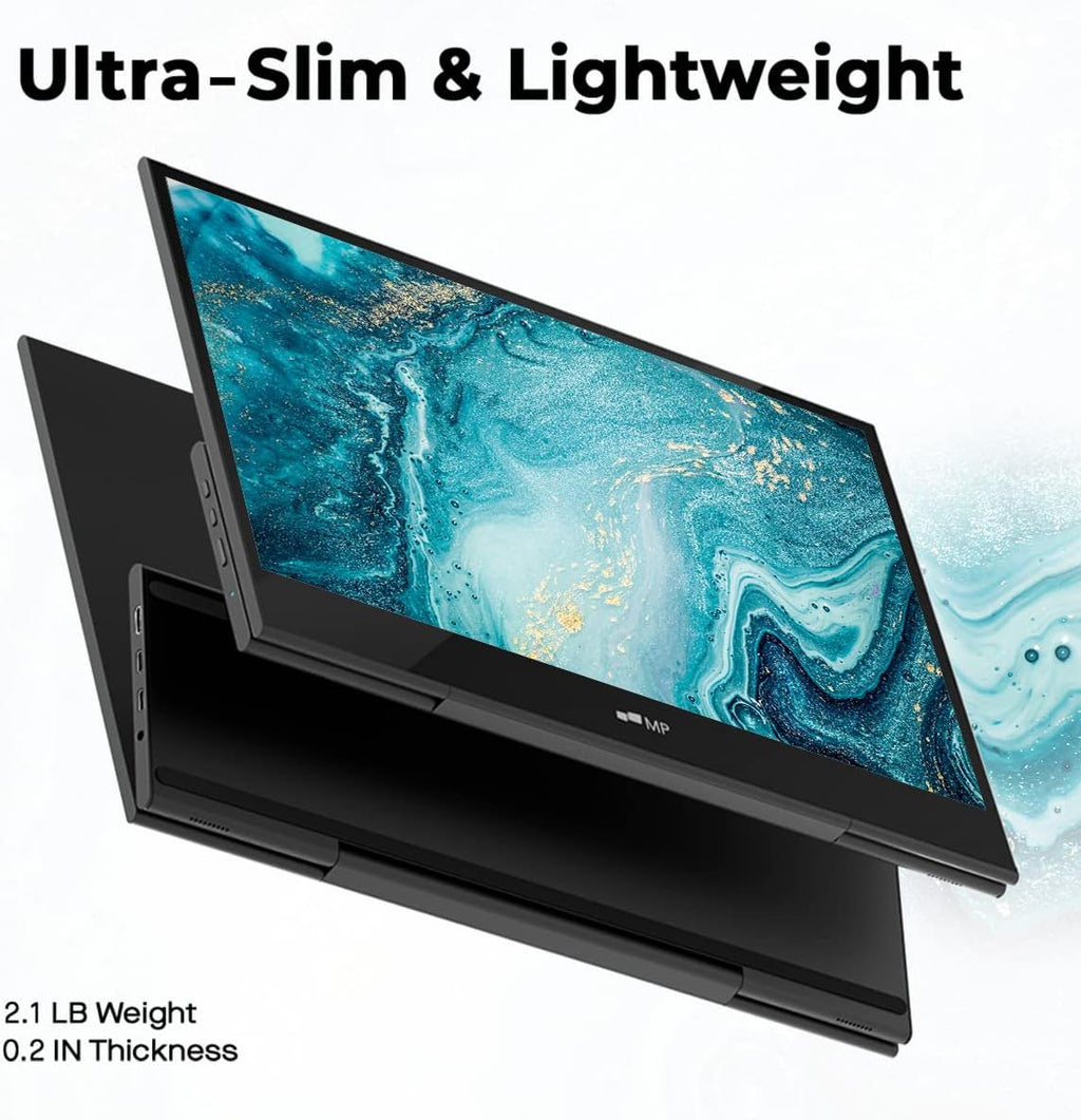 Mobile Pixels Glance Portable Monitor, 16' FHD 1080P Monitor, Travel Monitors with Dual Speakers, Tilt Adjustment & Non-Slip, HDMI USB C Plug & Play Extra Monitors for Laptop, macOS, Windows