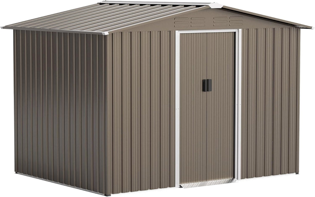 8FT x 6FT Outdoor Storage Shed,Waterproof Lockable Door Metal Tool Shed with Sliding Door and Air Vents,Storage House for Gardening Tools,Metal Storage Shed for Garden,Backyard,Lawn