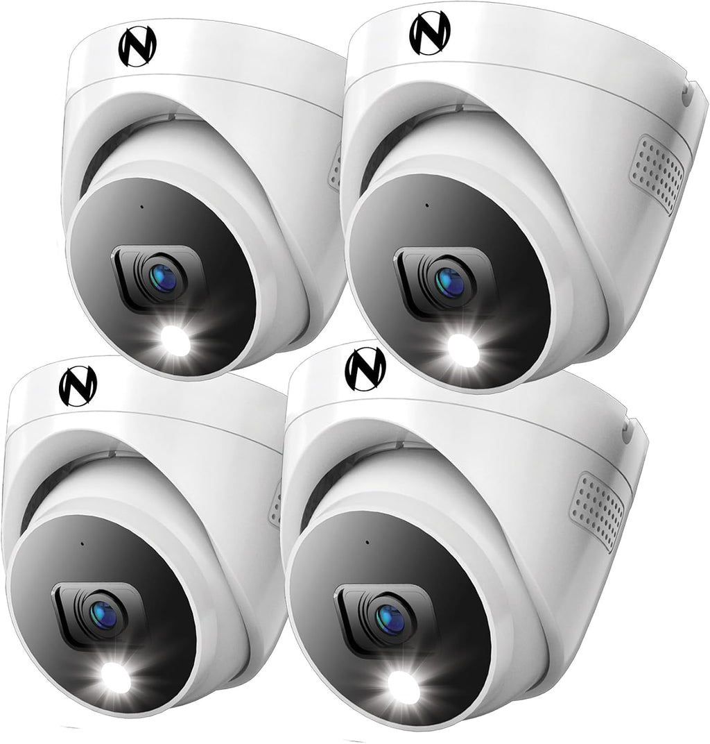 Night Owl Add On Wired 4K HD Indoor/Outdoor Deterrence Dome Cameras with 2-Way Audio (4 Pack)