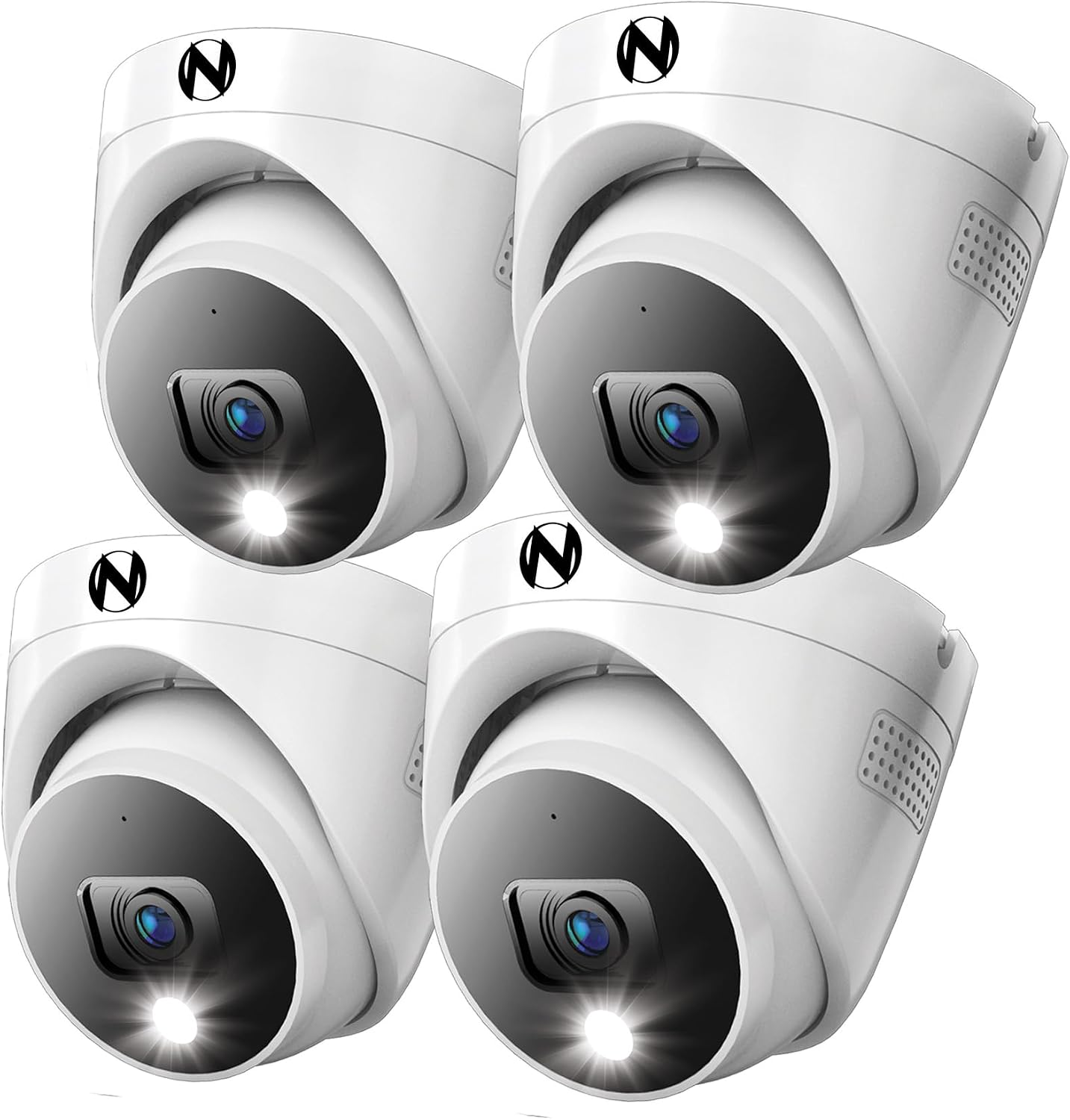 Night Owl Add On Wired 4K HD Indoor/Outdoor Deterrence Dome Cameras with 2-Way Audio (4 Pack)