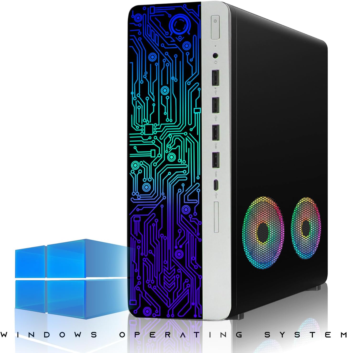 TechMagnet HP G4 Desktop Computer PC, AMD Pro A10-9700 R7, 16GB RAM, 256GB SSD, RGB Speaker, RGB Keyboard with AI-Enabled Copilot Key, Mouse, 2X ARGB Fan, WiFi, Windows 11 (Renewed)