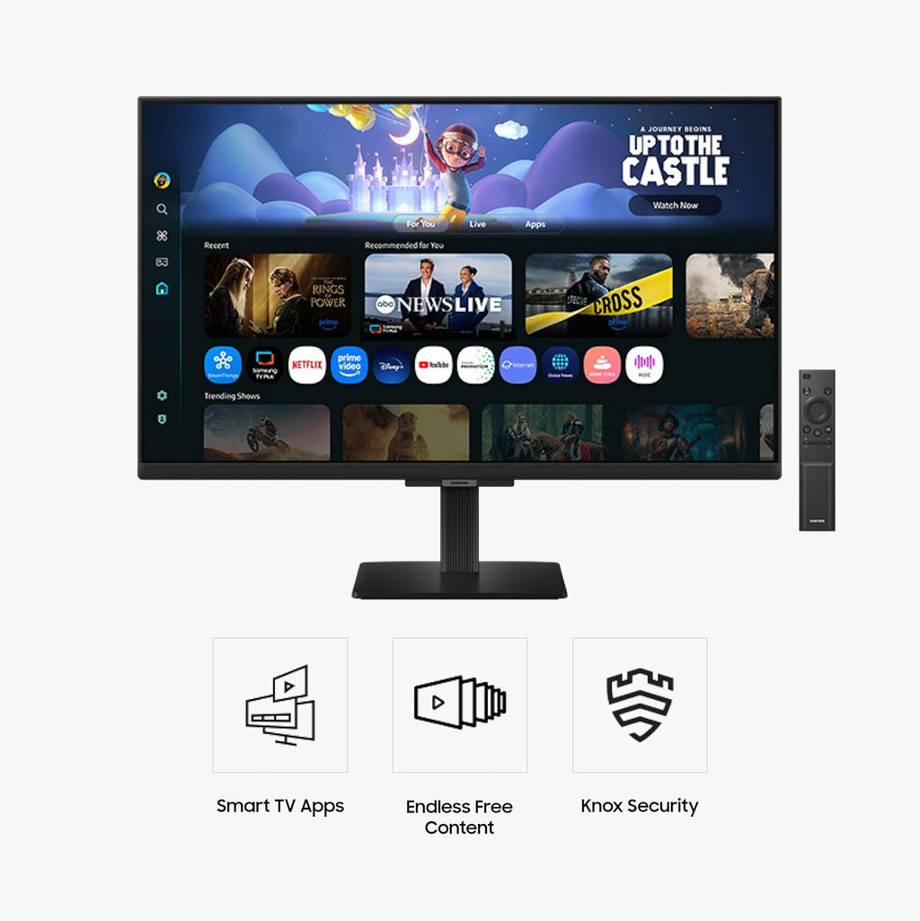 Samsung 27-Inch M5 (M50F) Series FHD Smart Monitor with Streaming TV, Speakers, HDR10, Gaming Hub, Workout Tracker, Vision Accessibility Tools, Black, LS27FM502ENXZA (Renewed)