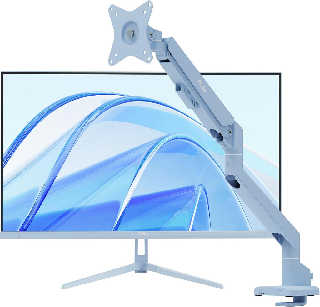 Pixio PX278 Wave Blue 27 inch 180Hz Refresh Rate FHD 1440p Resolution Fast IPS Panel 1ms GTG Response Time Gaming Monitor and PS1S Wave Blue Single Monitor Arm - Fits up to 32 inches and 19.8lbs