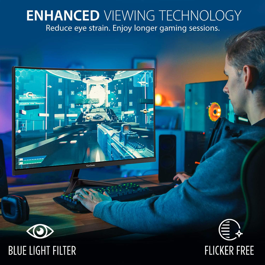 ViewSonic VX2718-2KPC-MHD 27 Inch WQHD 1440p 165Hz 1ms Curved Gaming Monitor with Adaptive-Sync Eye Care HDMI and Display Port (Renewed)