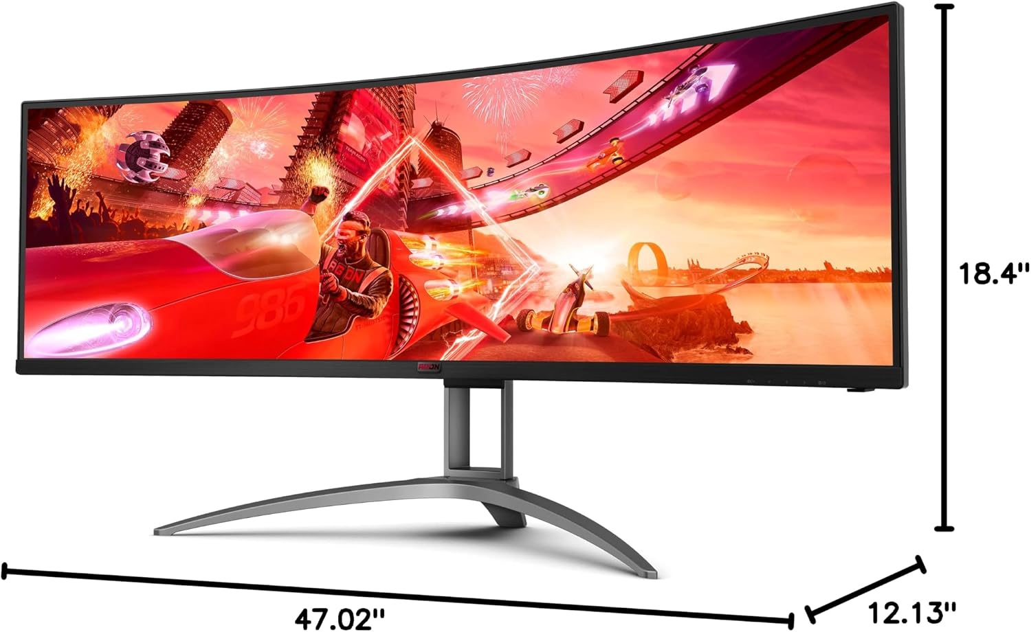 AOC Agon Curved Gaming Monitor 49' (AG493UCX), Dual QHD 5120x1440 @ 120Hz, VA Panel, 1ms 120Hz Adaptive-Sync, 121% sRGB, Height Adjustable, 4-Yr Zero Dead Pixels Manufacturer Guarantee