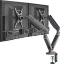 AVLT Dual 27'-43' RGB Gaming Monitor Arm Desk Mount Built-in 20 Lighting Modes Touch Button Control Fits Flat/Curved/Ultrawide Screen Height Swivel Tilt Rotation Adjustable Monitor Stand -Dark Gray