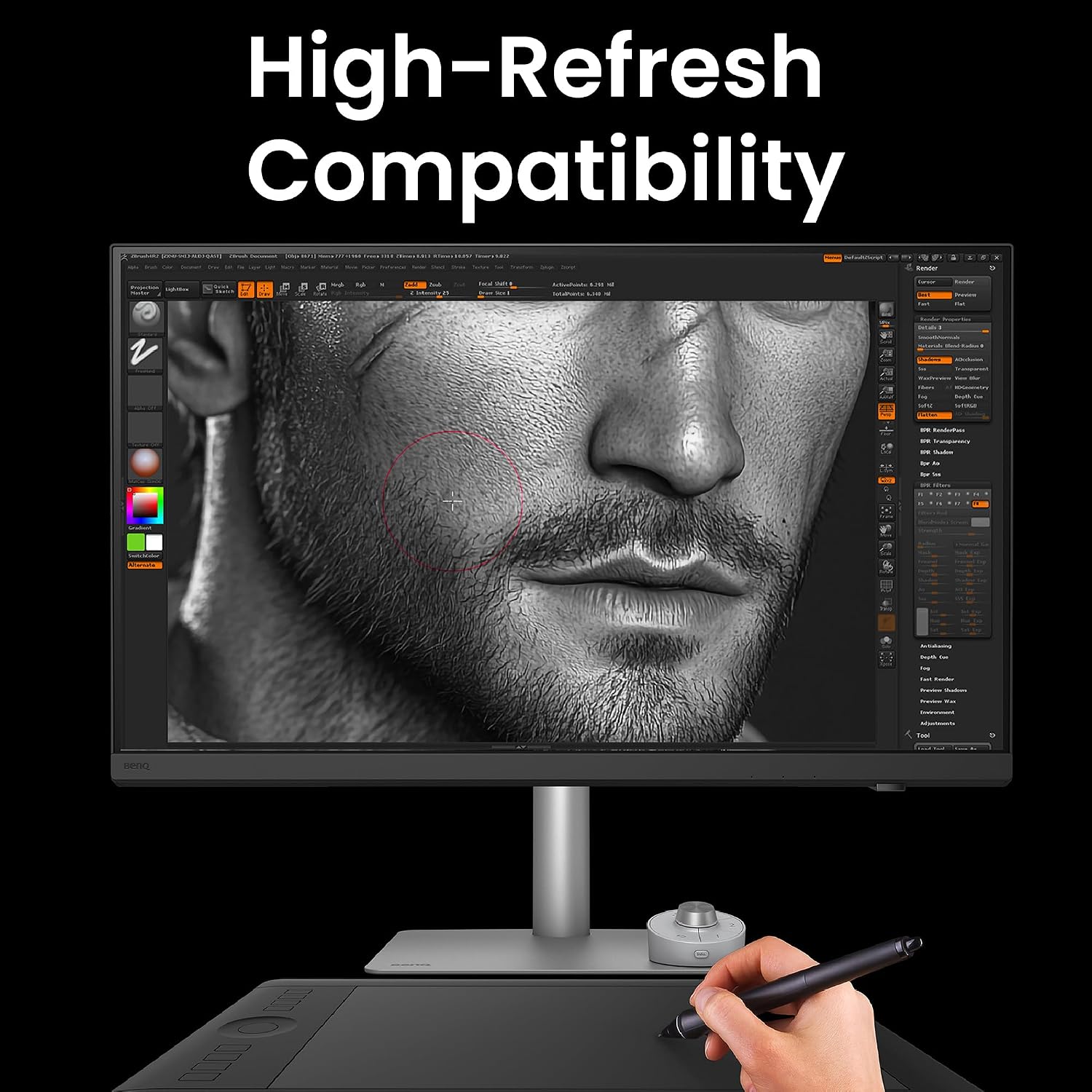 BENQ PD3226G 31.5' 4K UHD (3840 x 2160) @144 Hz Designer Monitor 5 ms, HDR10, Integrated Speakers, USB Hub, Swivel, Tilt, Rotation, Height Adjustments (Renewed)