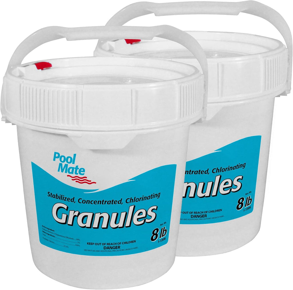 Pool Mate 16-Pounds Premium Pool Chlorine Granules, Concentrated Chlorinating Granules, Made in USA
