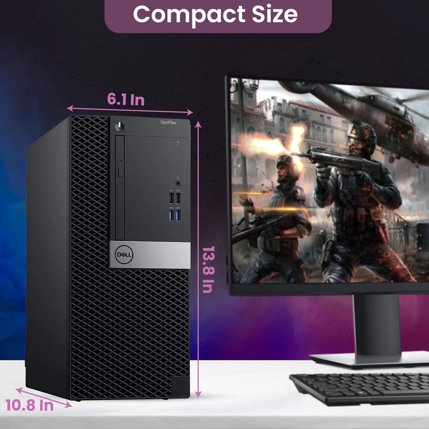 Dell Gaming Desktop Tower Computer – Intel Core i5-6500 – 32GB RAM – 512GB SSD – GeForce GT 1030 – 24' Monitor – RGB Keyboard & Mouse – RGB Speakers – Wi-Fi – Windows 11 Pro – Gaming PC (Renewed)