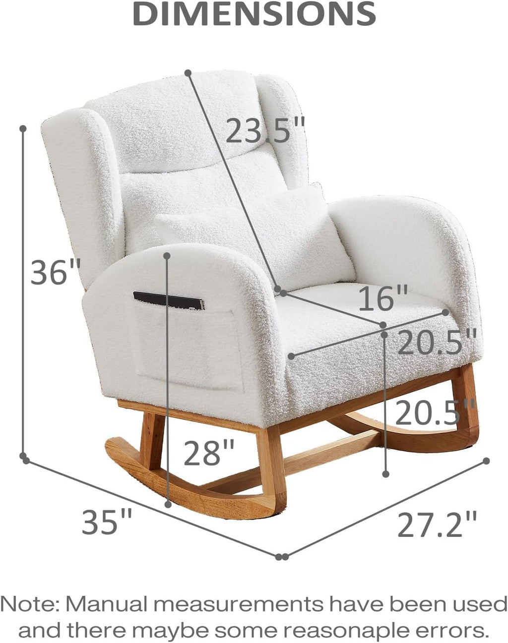 MYFUNSHOP Nursery Rocking Chair Glider – Classic Rocker with Comfortable Cushioning & Smooth Motion for Bedroom
