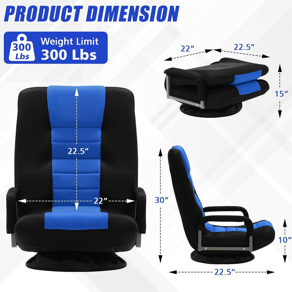 Swivel Gaming Chair Multipurpose 2PACK Floor Gaming Chair for Playing Video Games, TV, Reading w/Armrest Lumbar Support & 6 Adjustable Postion Backrest for Adults,Blue