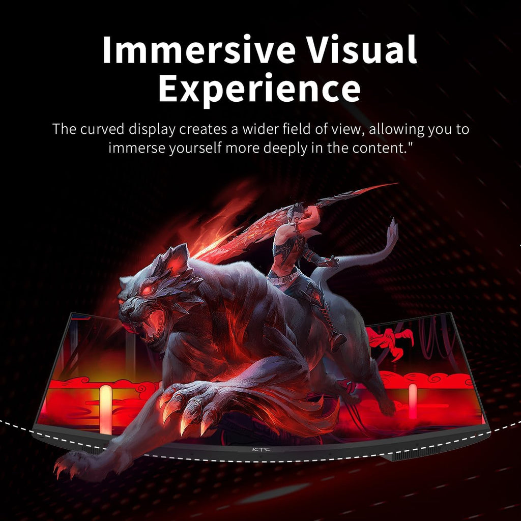 KTC 24 Inch Curved Gaming Monitor, 180Hz FHD 1080P Frameless Computer Monitor, Freesync/G-Sync Support, 99% sRGB, 3000:1 Contrast, HDMI, DisplayPort, Wall Mountable/Tilt Adjustable, H24S17