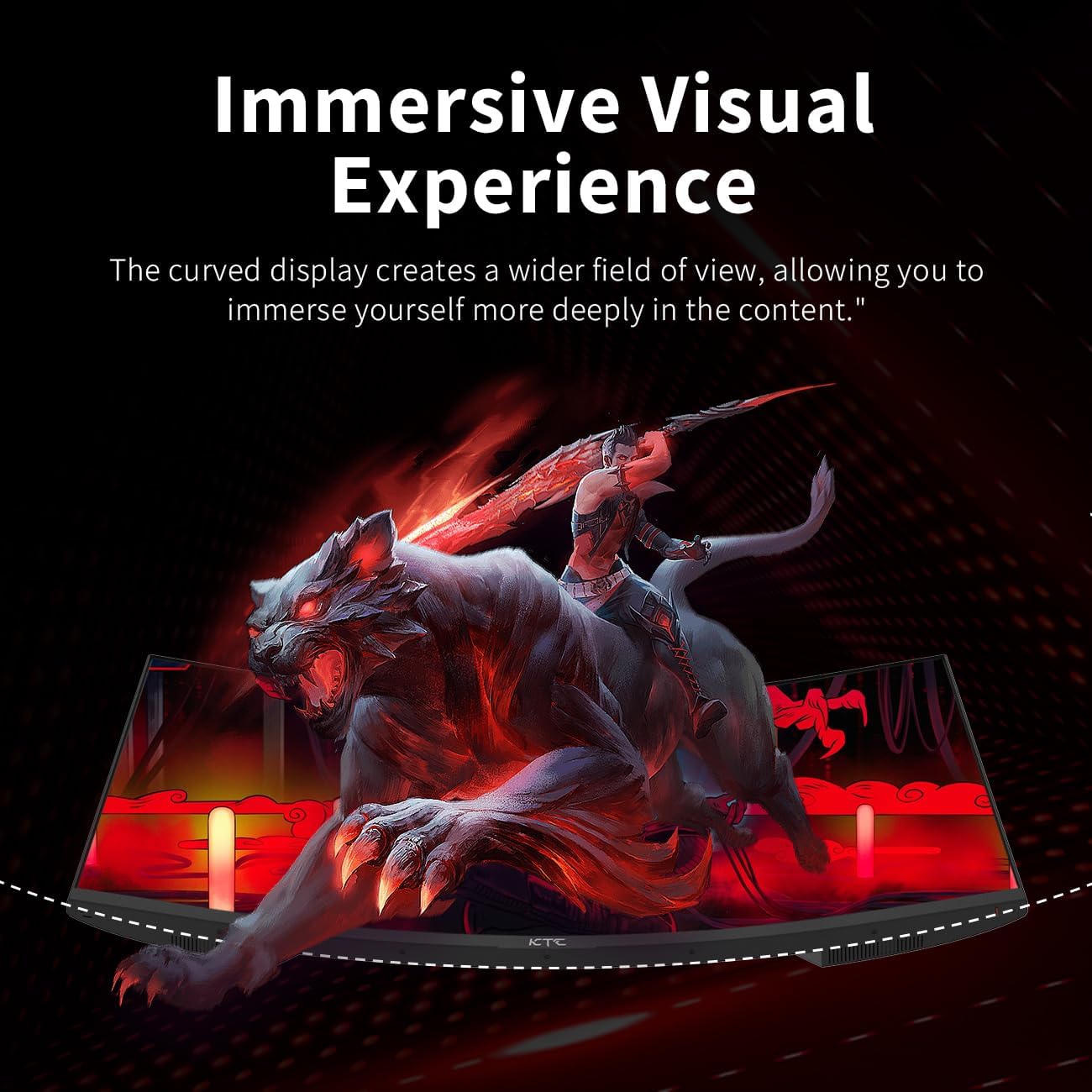 KTC 24 Inch Curved Gaming Monitor, 180Hz FHD 1080P Frameless Computer Monitor, Freesync/G-Sync Support, 99% sRGB, 3000:1 Contrast, HDMI, DisplayPort, Wall Mountable/Tilt Adjustable, H24S17