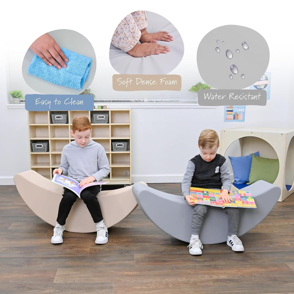 Children's Factory Happy Rocker, Flexible Classroom Seating, Active Seating for Young Learners, Banana Chairs for Kids, Gray