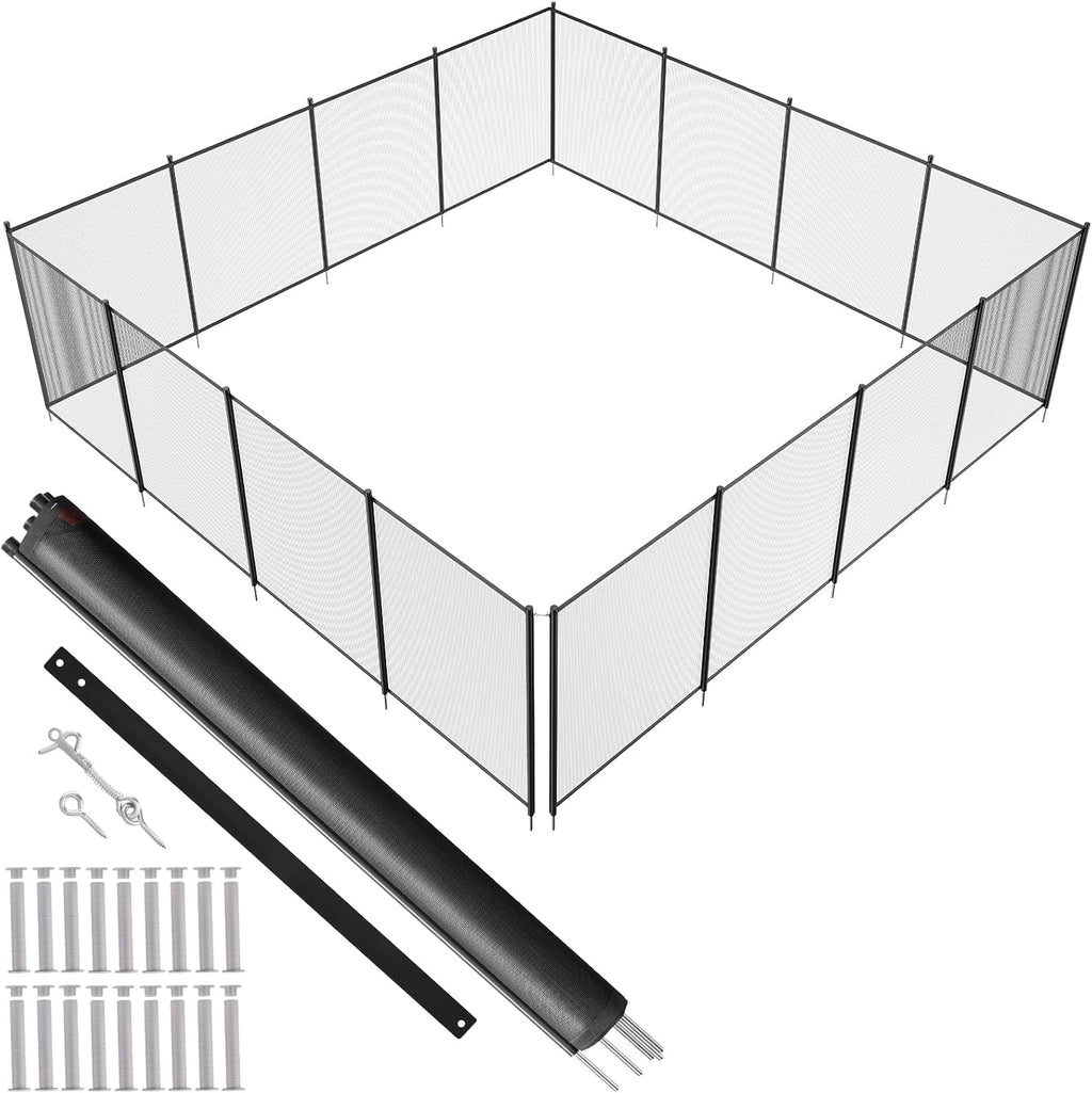 VEVOR Pool Fence, 4 x 48 FT Pool Fences for Inground Pools, Removable Pool Fencing, Easy DIY Installation Swimming Pool Fence, 340gms Teslin PVC Pool Fence Mesh Protects Kids and Pets