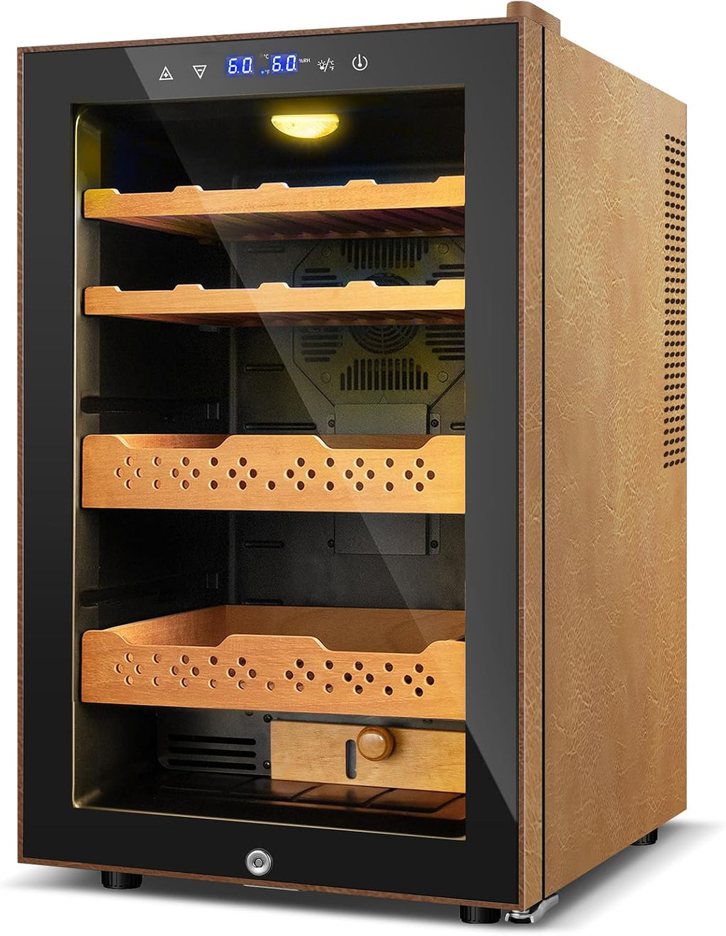 70L Upgraded Electric Humidor, 400 Counts Large Capacity,Thermostatic Electric Cooler Cabinet with Digital LED Screen, Safety Lock,Smart Humidity & Temp Control, Gifts for Men