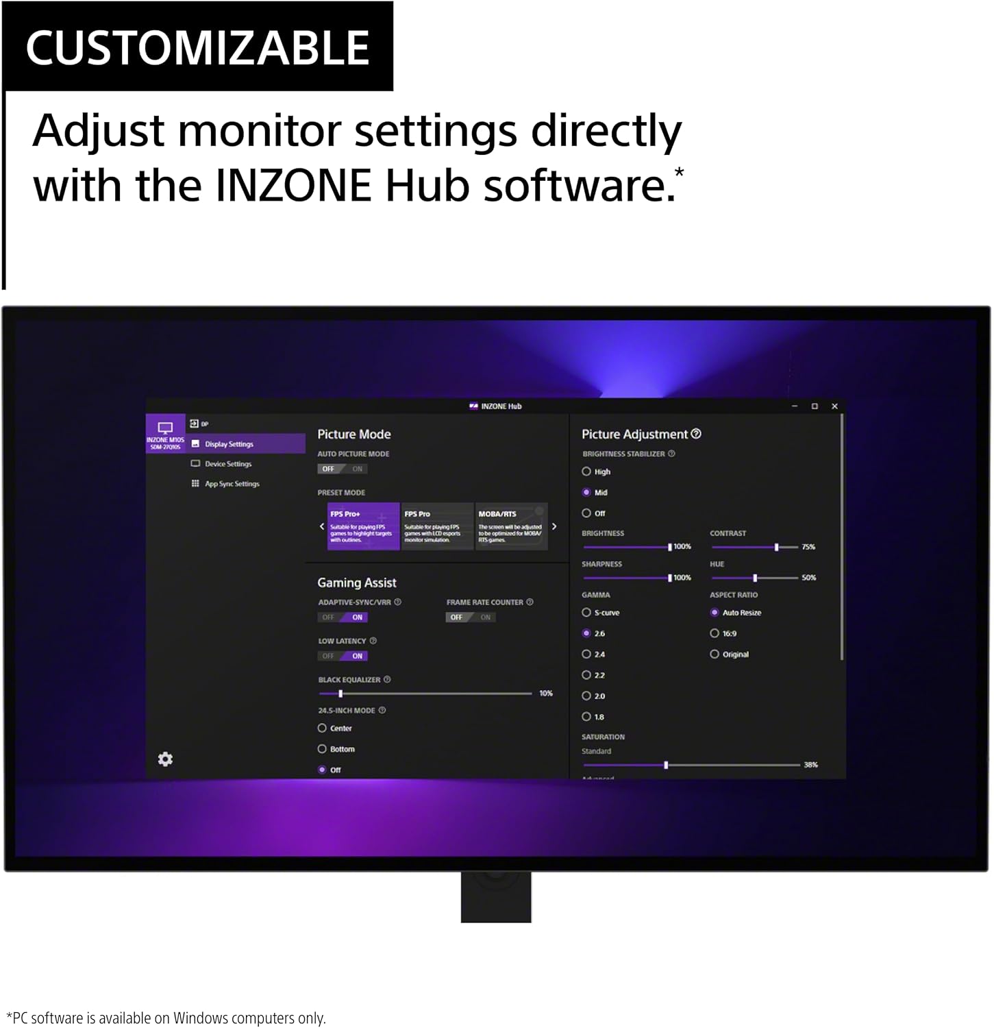 Sony INZONE M10S 27' OLED QHD (2560x1440) 480Hz 0.03ms GTG NVIDIA G-SYNC Compatible Gaming Monitor (Renewed)