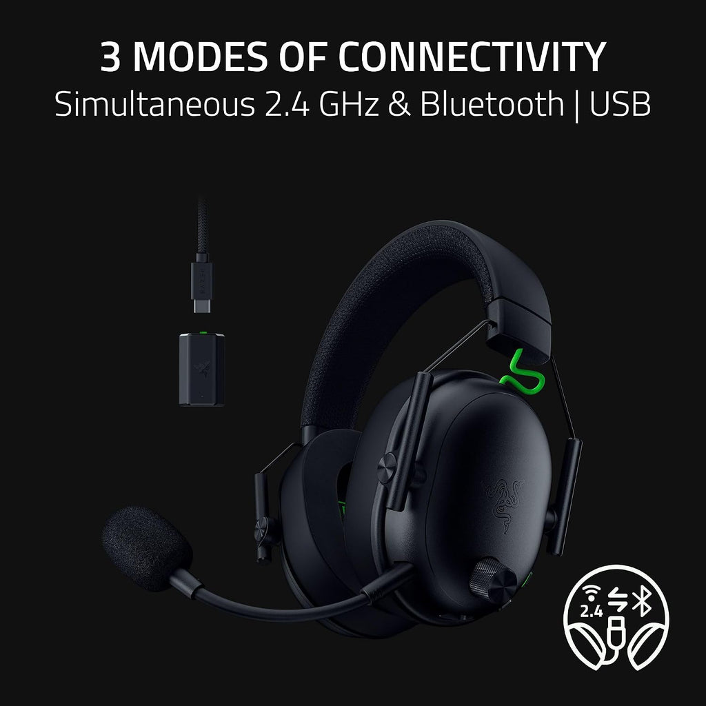Razer BlackShark V3 Wireless Gaming Headset for Xbox: 50mm Drivers - Super Wideband Mic - 2.4 GHz, Bluetooth, USB - Works with PC, Mac, PS5, Nintendo Switch, Smartphone - Long Battery Life - Black
