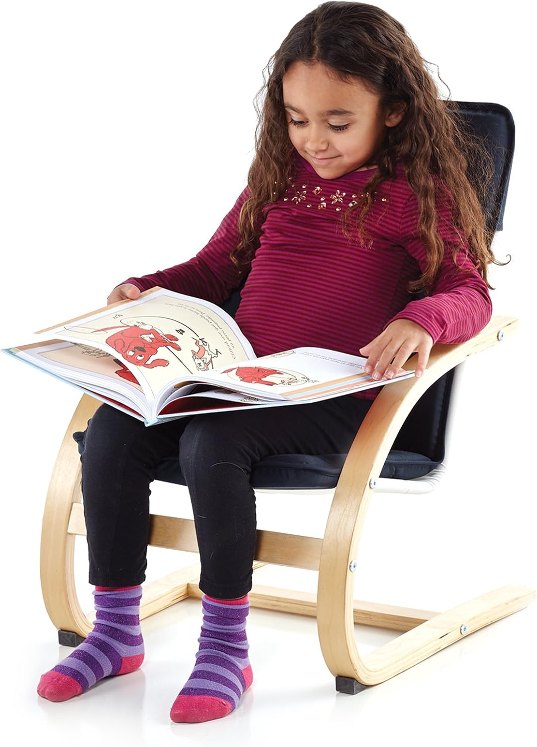Guidecraft Kiddie Rocker, Set of 2 Blue Cushioned Children's Rocker with Wooden Frame, Classroom Seating for up to 120 Pounds