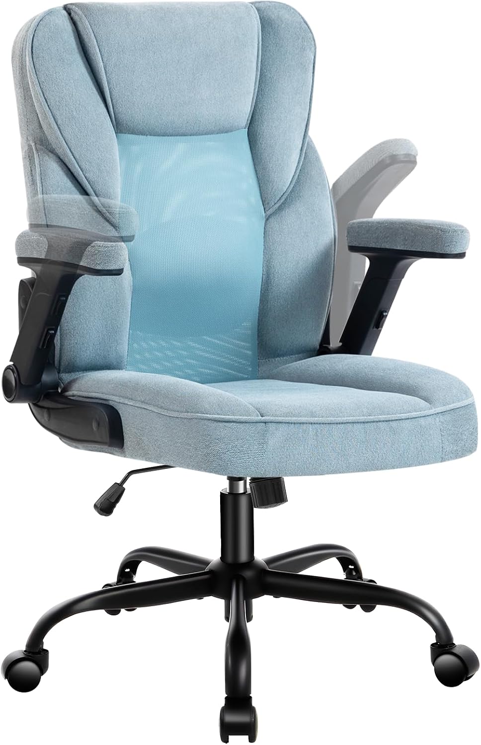SEATZONE Ergonomic Home Desk Office Chair with Armrests and Wheels, Comfortable Swivel Task Executive Computer Chair, Velvet Fabric for Adults and Teens,Gray