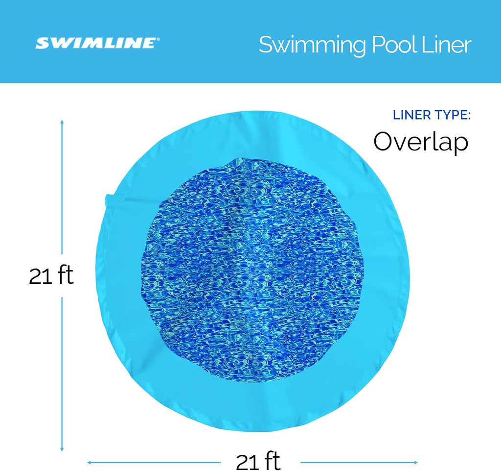 Swimline 21 Foot Round Durable 20 Gauge Vinyl Wall Overlap Pool Cover Liner for 48 and 52 Inch Above Ground Swimming Pools, Blue
